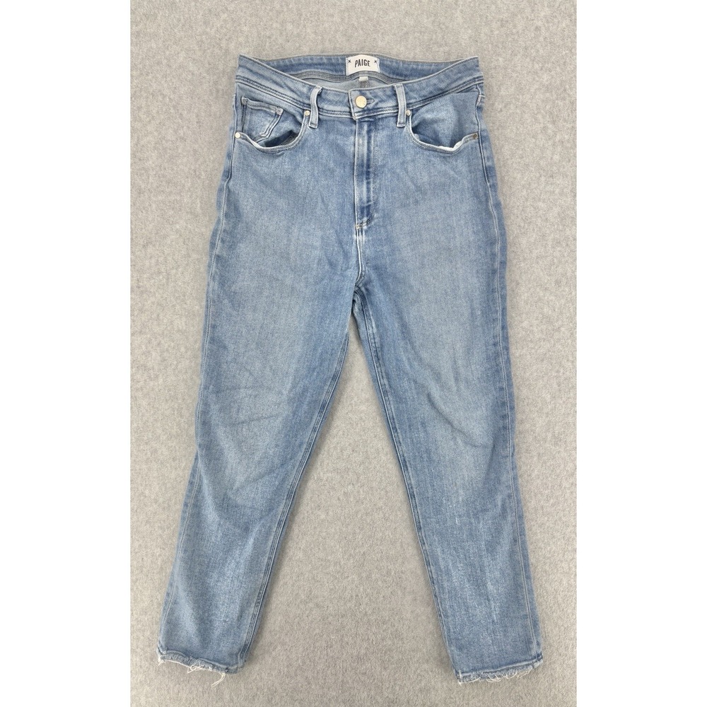 Paige Sarah Slim Crop Jeans Women's Size 31 Light Wash‎ Raw Hem Stretch
